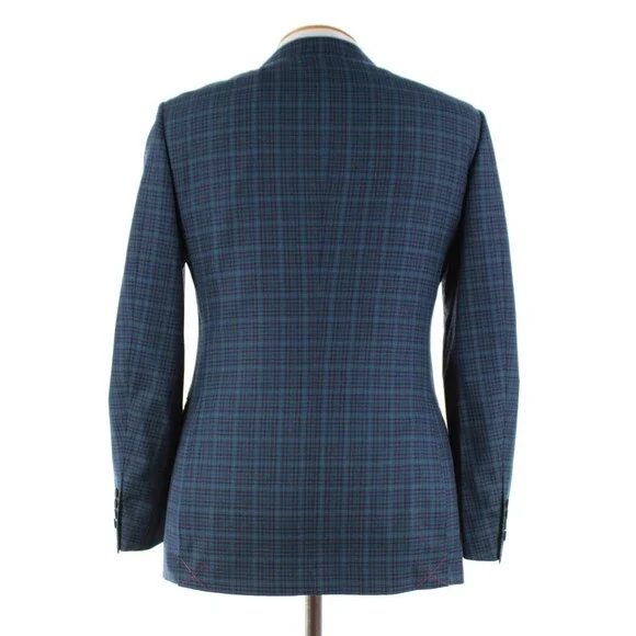 Cardinal of Canada NWT 100% Wool Sport Coat Size 38R US In Blues w/ Teal Plaid